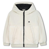 Cream Hooded Jacket with Plush Panels