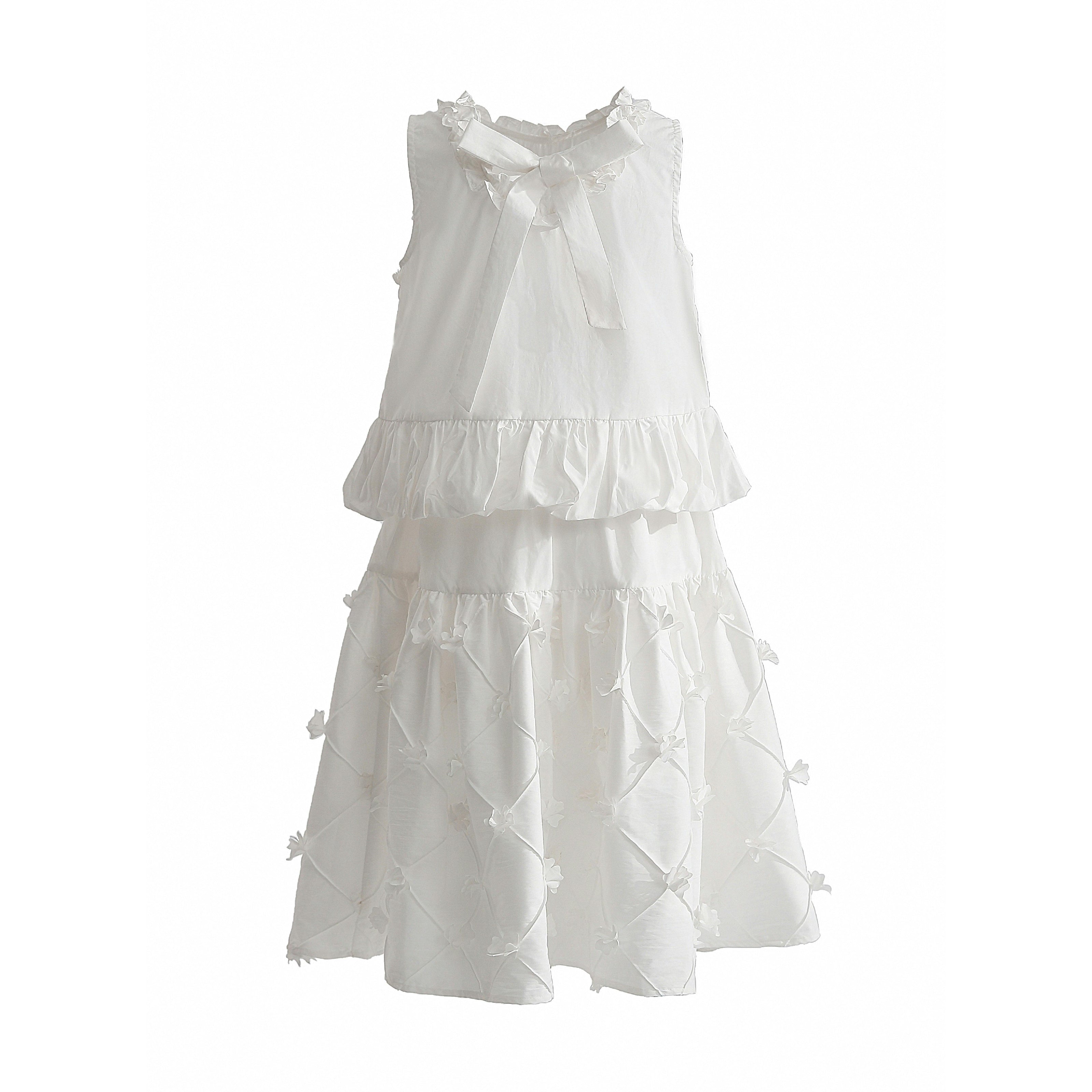White Lucienne Quilted Skirt Set
