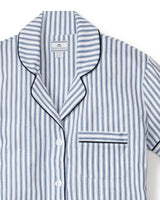 Women's Pima Short Set in Navy French Ticking
