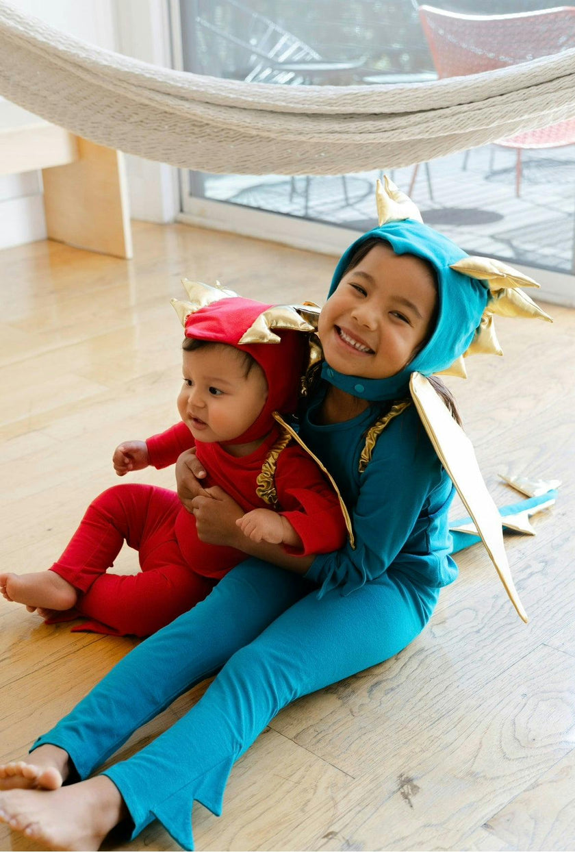 Jade Blue and Gold Dragon Costume