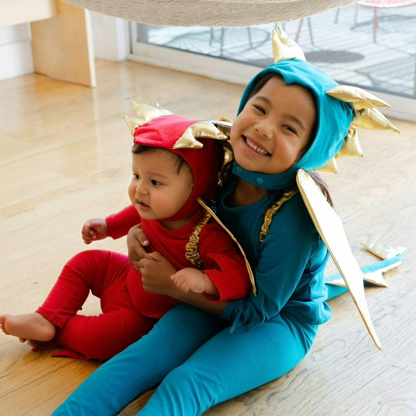 Jade Blue and Gold Dragon Costume