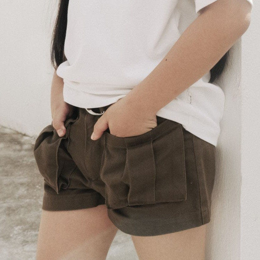 Organic Cotton Cargo Front Short With Belt