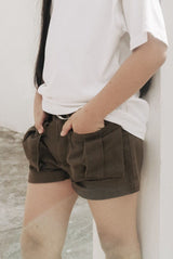 Organic Cotton Cargo Front Short With Belt