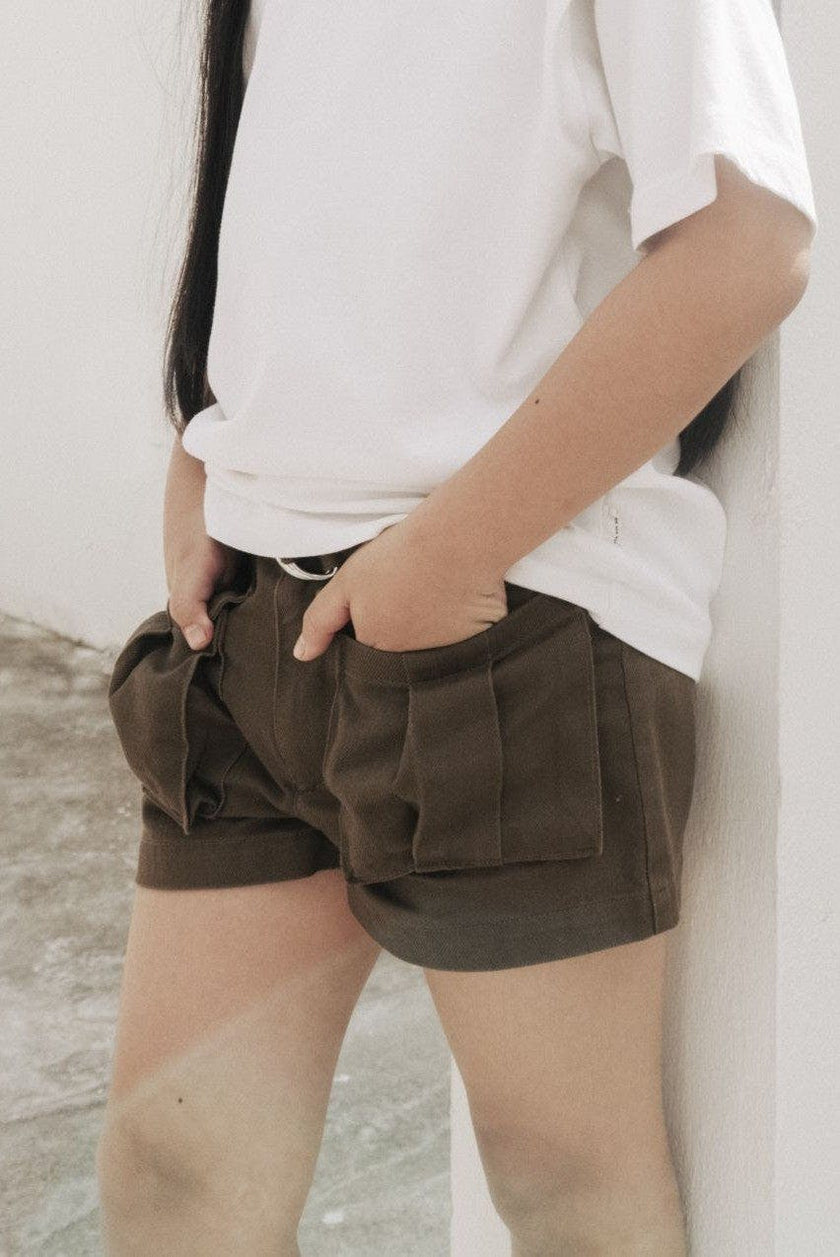 Organic Cotton Cargo Front Short With Belt
