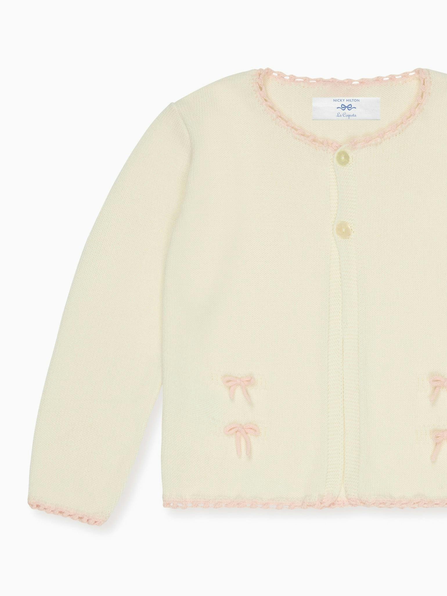 Nicky Hilton x La Coqueta Ivory Farrah Cotton Girl Cardigan
