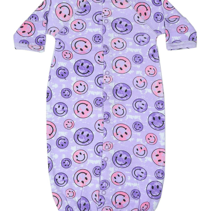 Baby Converter Gown - Tie Dye Smiley