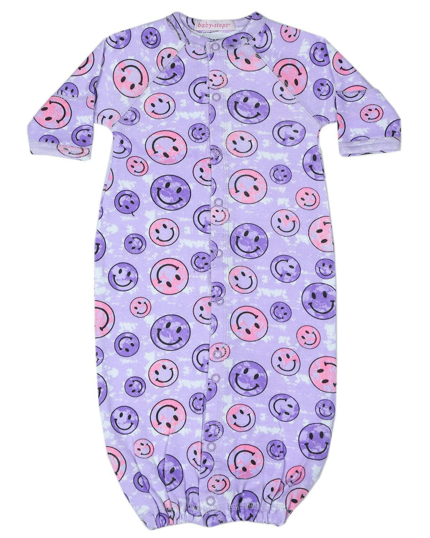 Baby Converter Gown - Tie Dye Smiley