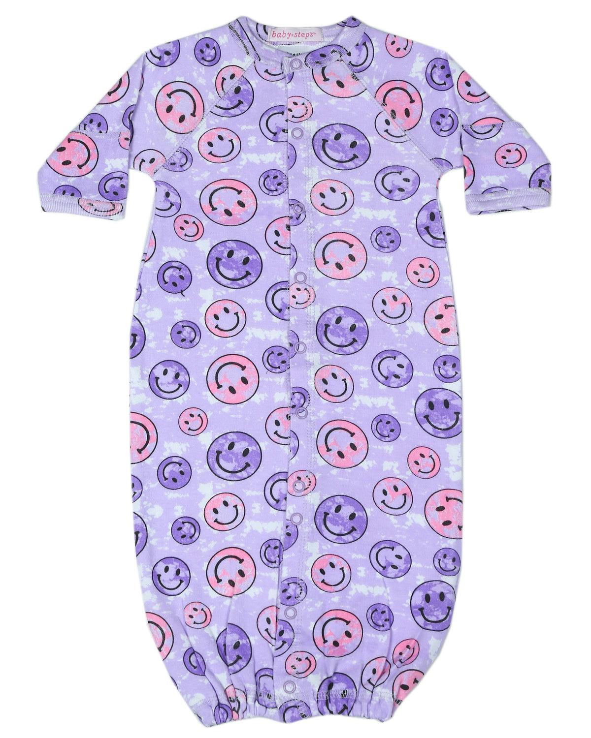 Baby Converter Gown - Tie Dye Smiley