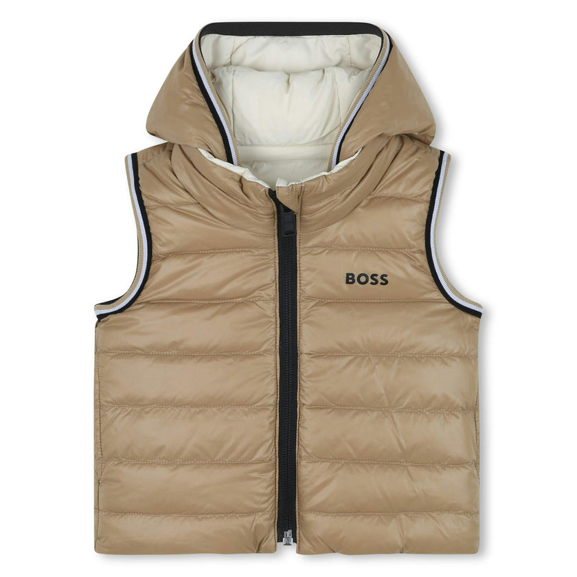 Beige Puffer Sleeveless  Jacket