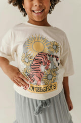 Girls Cotton Screen-Printed Tee in Courageous Tiger
