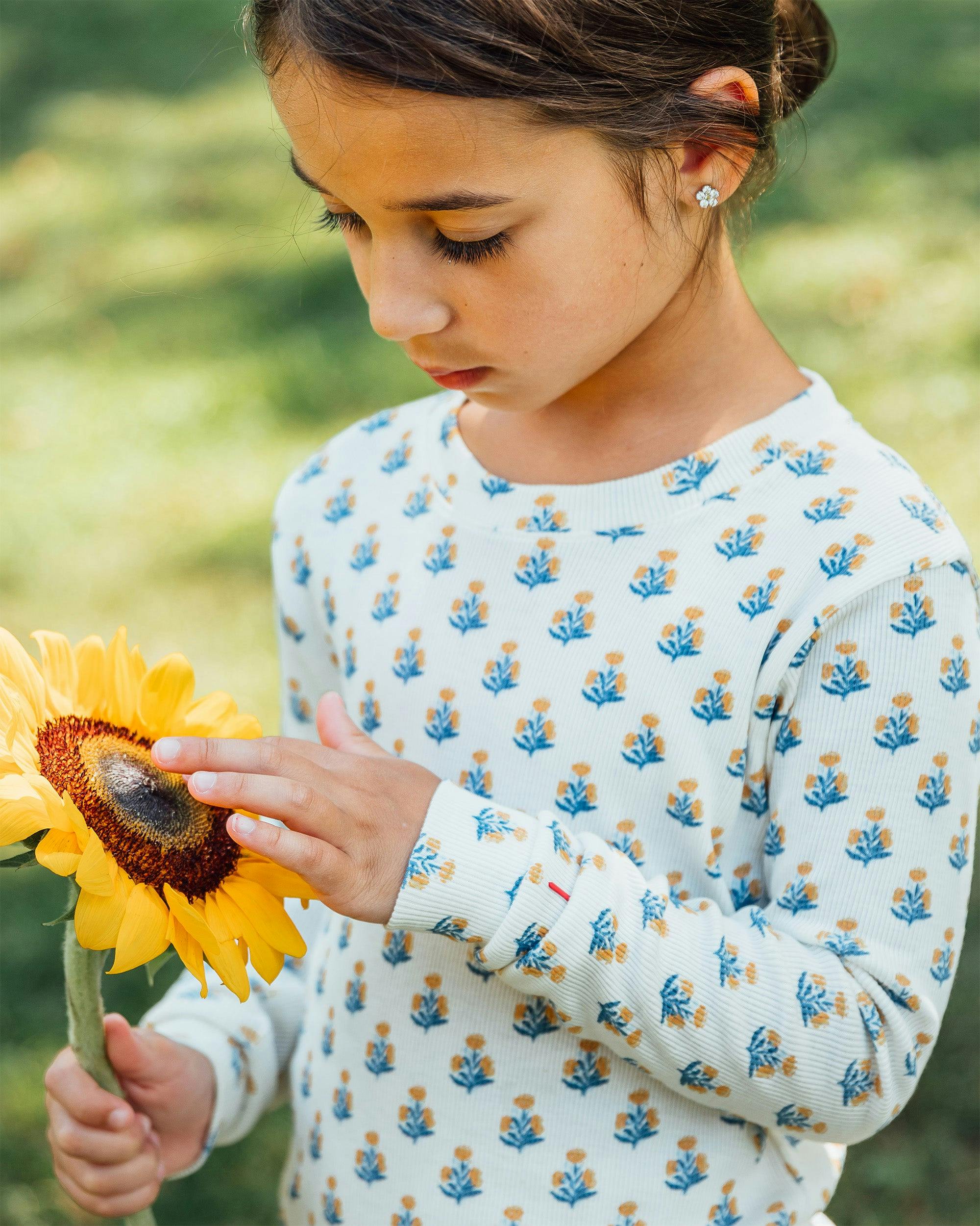 The Organic Long Sleeve Pajama Set [Marigold Block Floral]