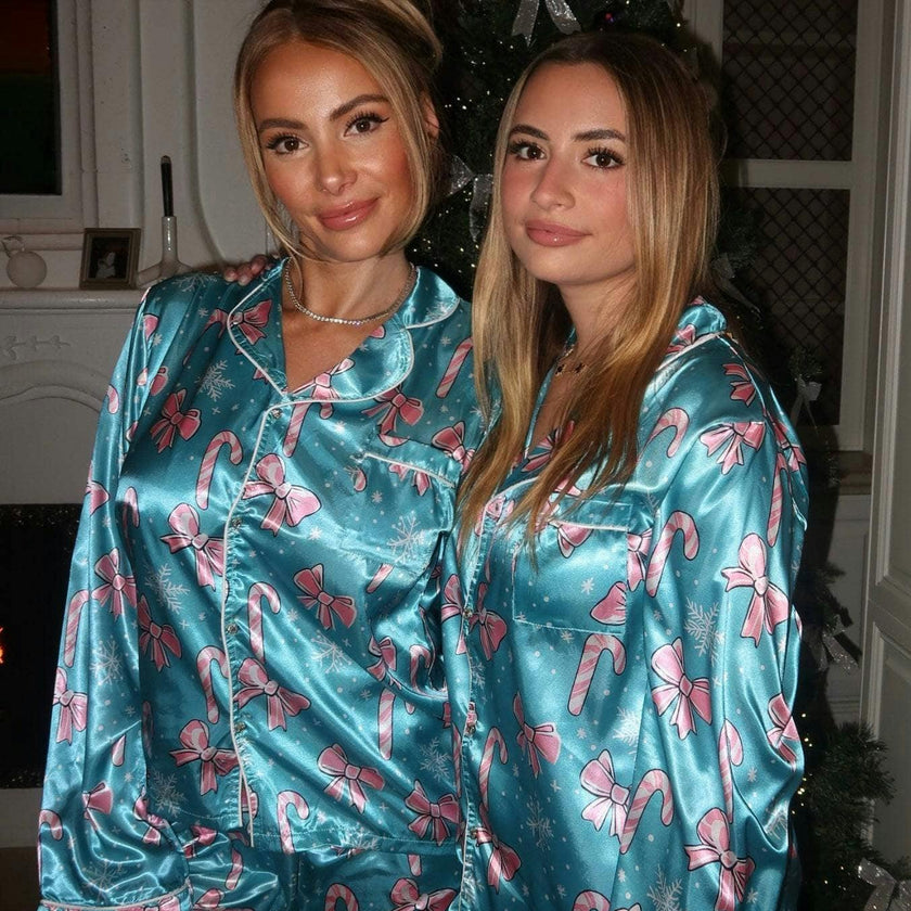 Women's Candy Cane Silk Set