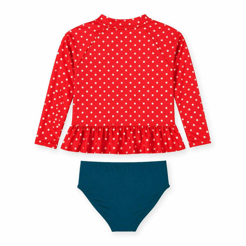 Polka Dot Rashguard Swimsuit