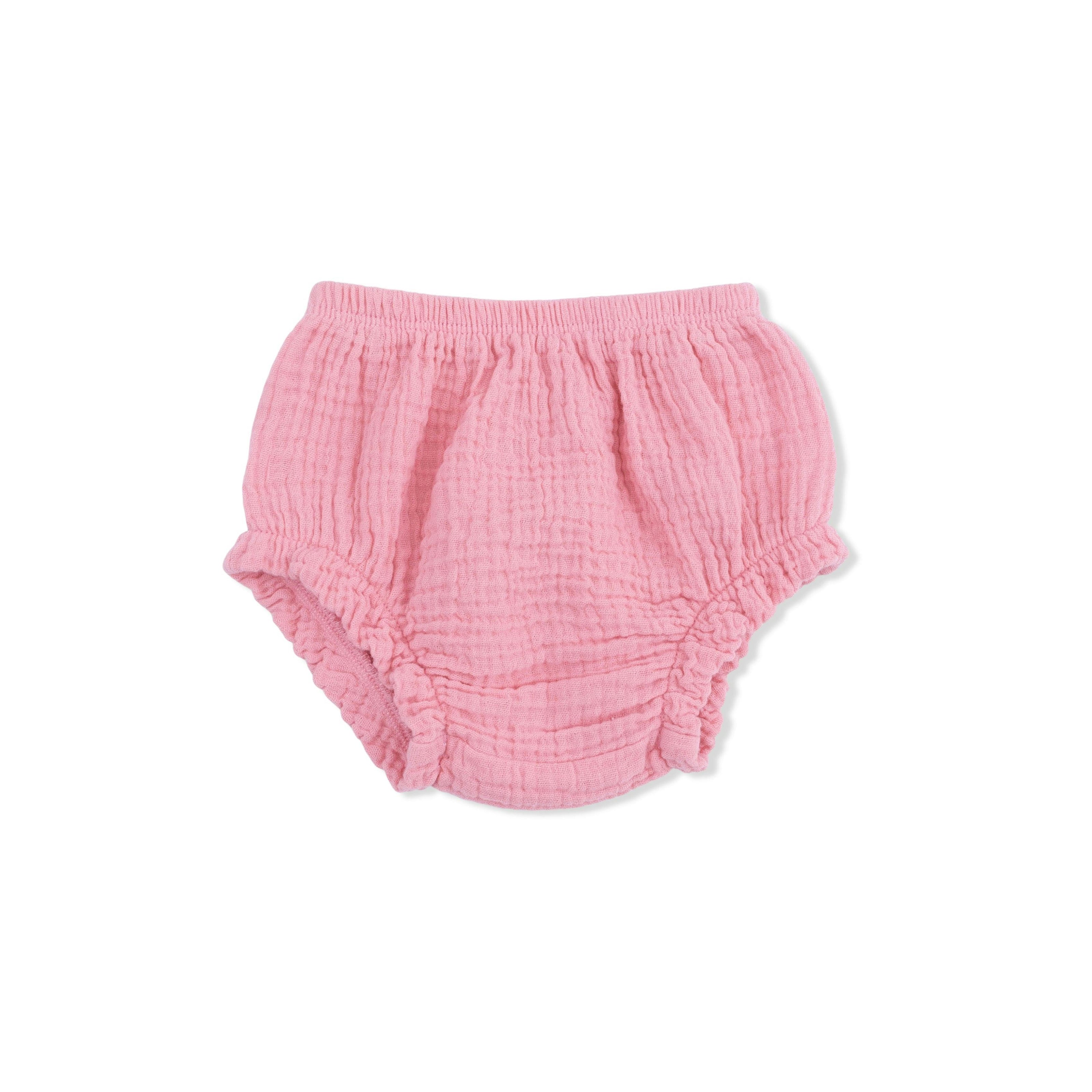 Solid Muslin Poignant Pink - Smocked Top with Bloomer