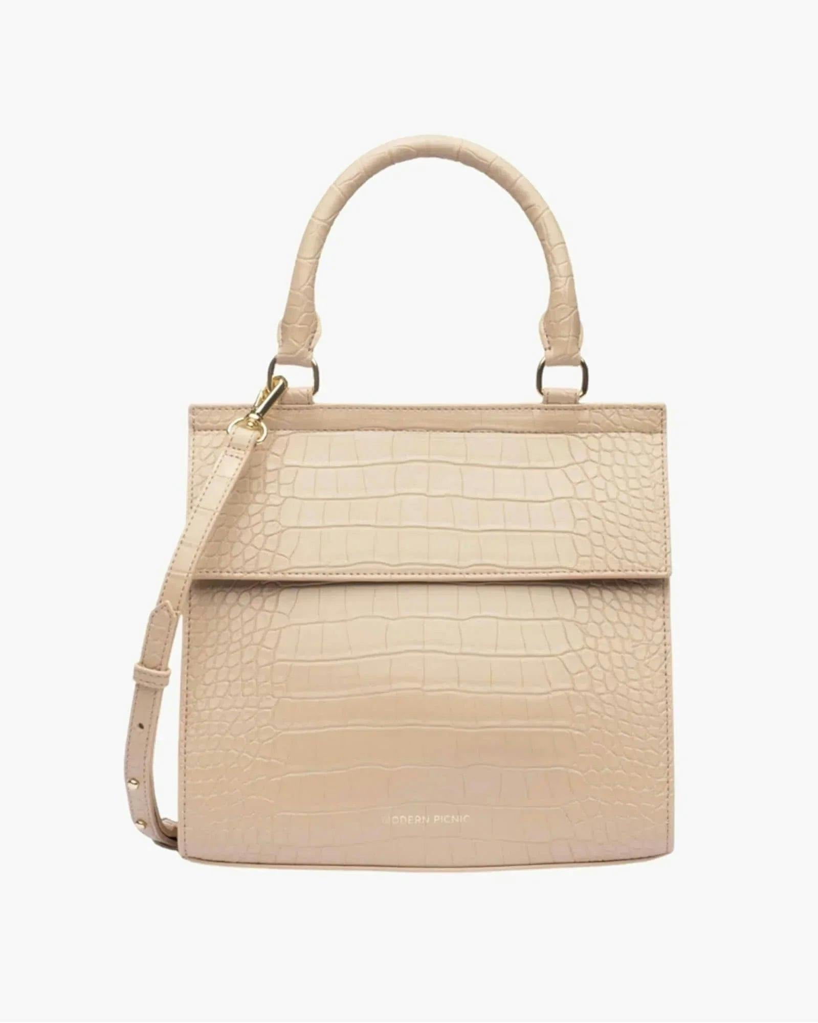 Medium Stylish, Chic Insulated Lunchbox, Cream Croc