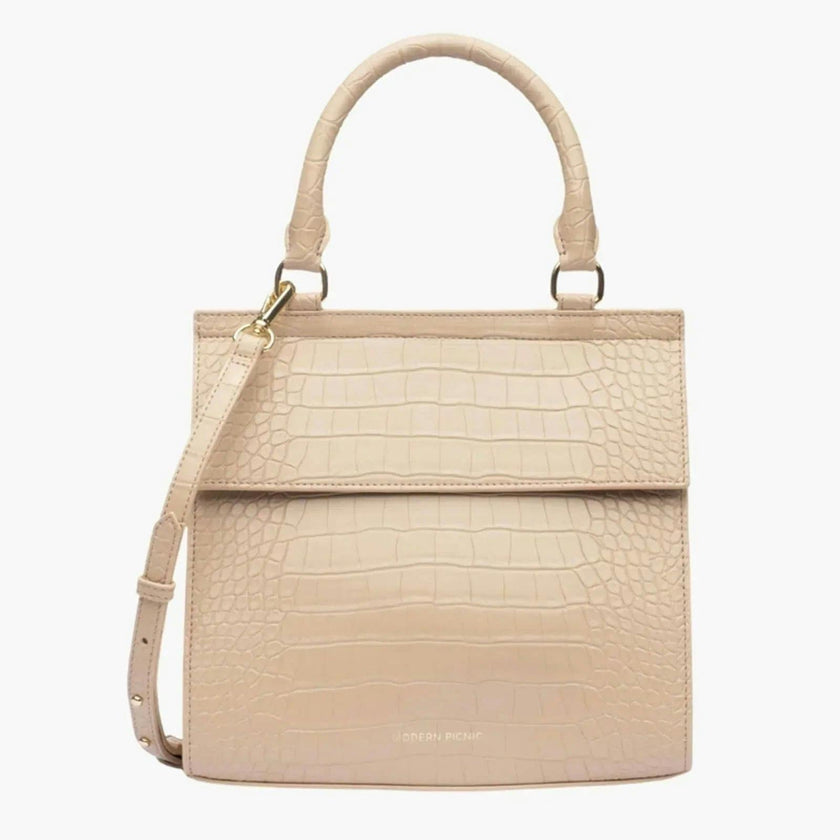 Medium Stylish, Chic Insulated Lunchbox, Cream Croc