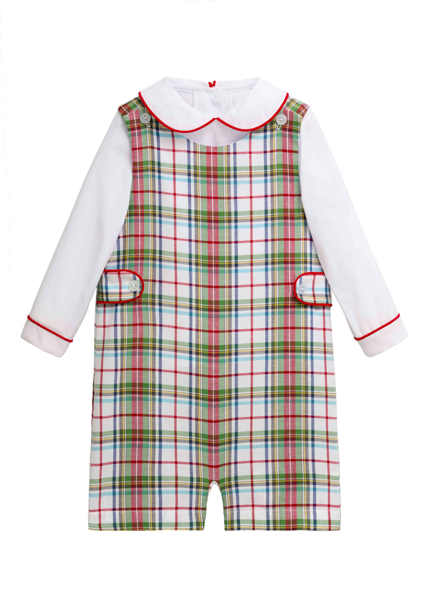 Button Tab John John Set - Douglas Plaid