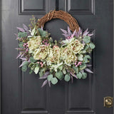 Purple Seeded Boxwood, Eucalyptus & Peony Spring Summer Front Door Wreath