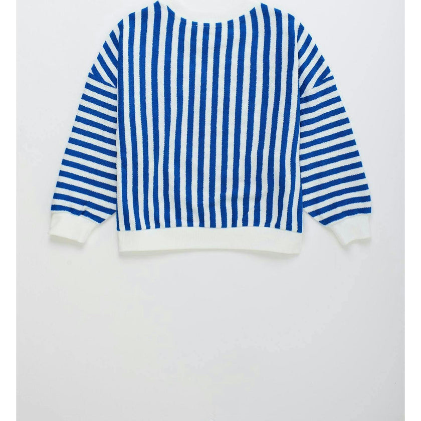 LEVANTE STRIPED KNIT SWEATSHIRT WHITE & BLUE