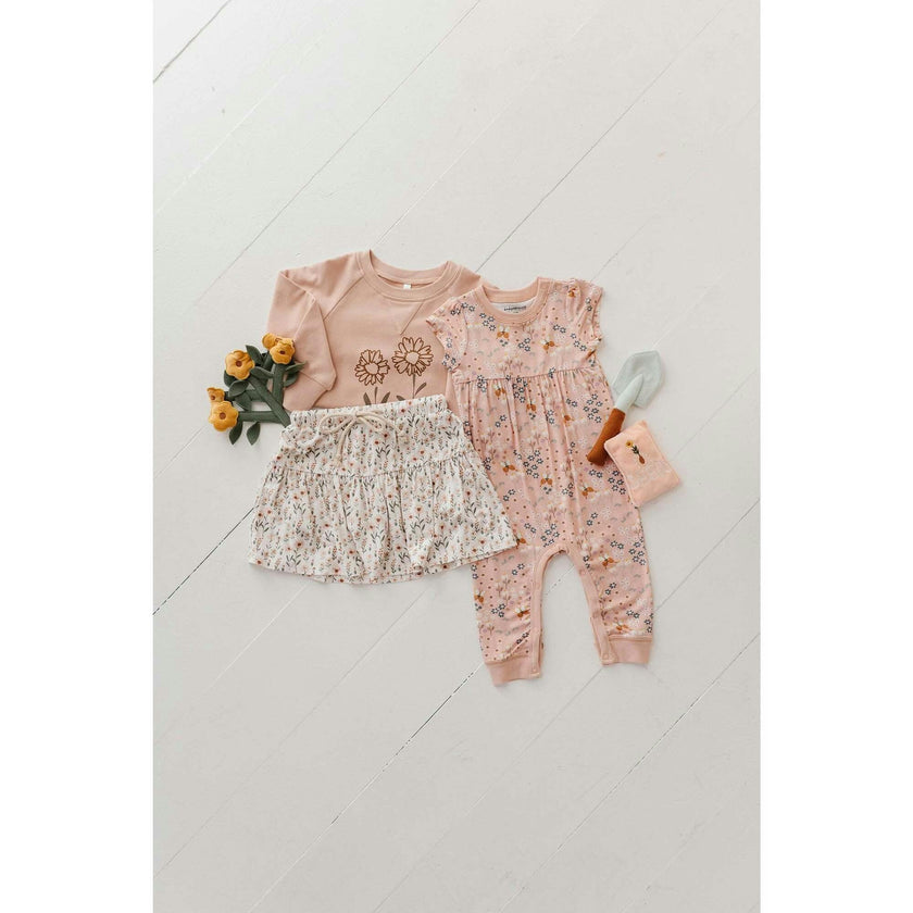 Girl's Short Sleeve Pant Romper Garden