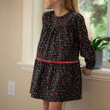 Piper Tiered Dress with Velvet Trim | Ebony Floral