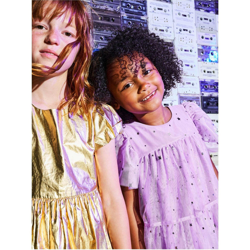 Metallic Balloon Skirted Dress