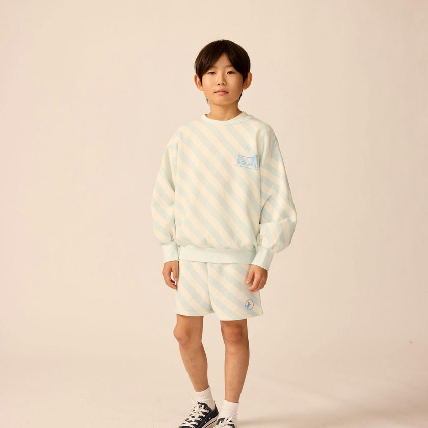 Organic Weekend Sweatshirt in Sky Blue Stripe