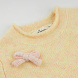 Bows Fuzzy Roll-Edge Knitted Pullover