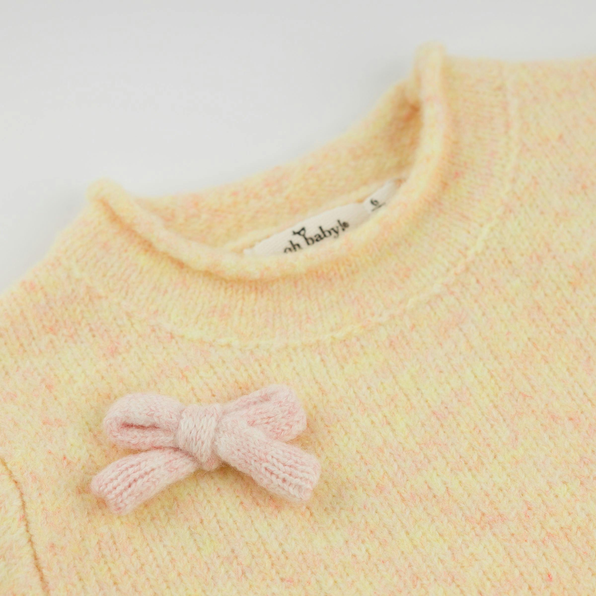 Bows Fuzzy Roll-Edge Knitted Pullover