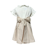 Natural Linen Dress - Pleated Sash Waist