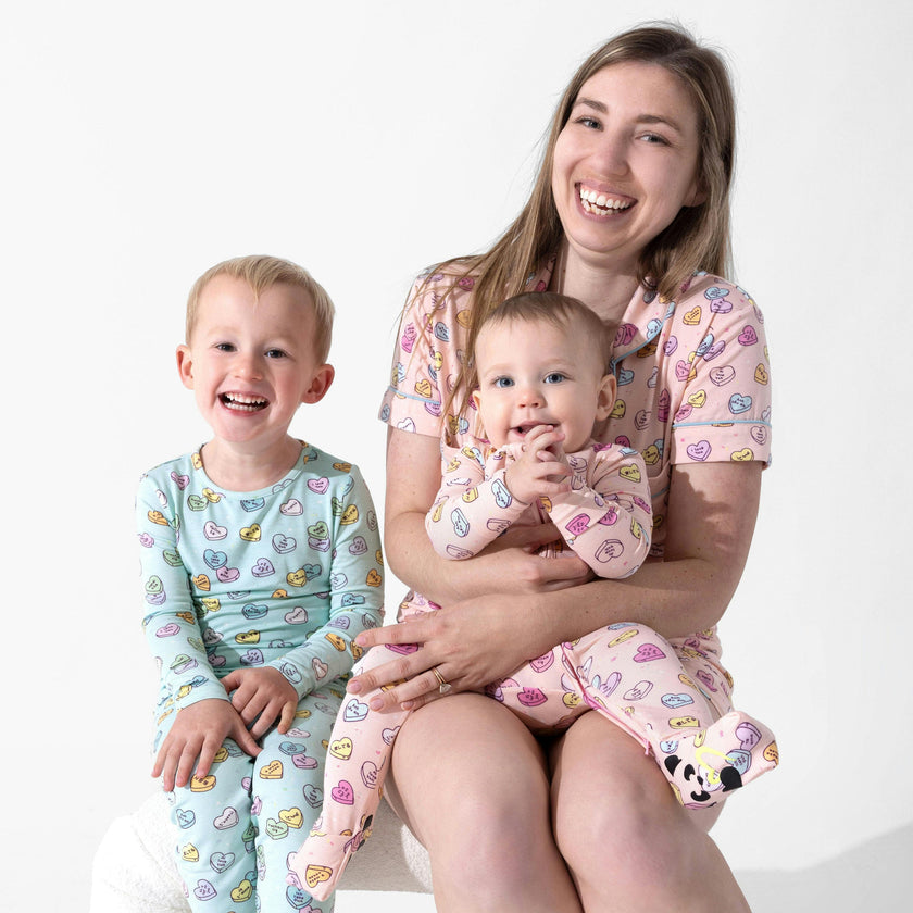Candy Hearts Pink Bamboo Women's Pajama Short Set