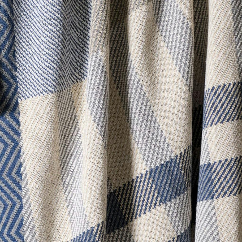 Cotton Sustainable Knit Plaid Solid Throw Blanket - Patchwork Herringbone