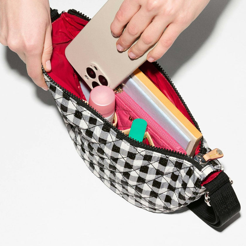 Black/White Gingham Small Metro Smile Bag