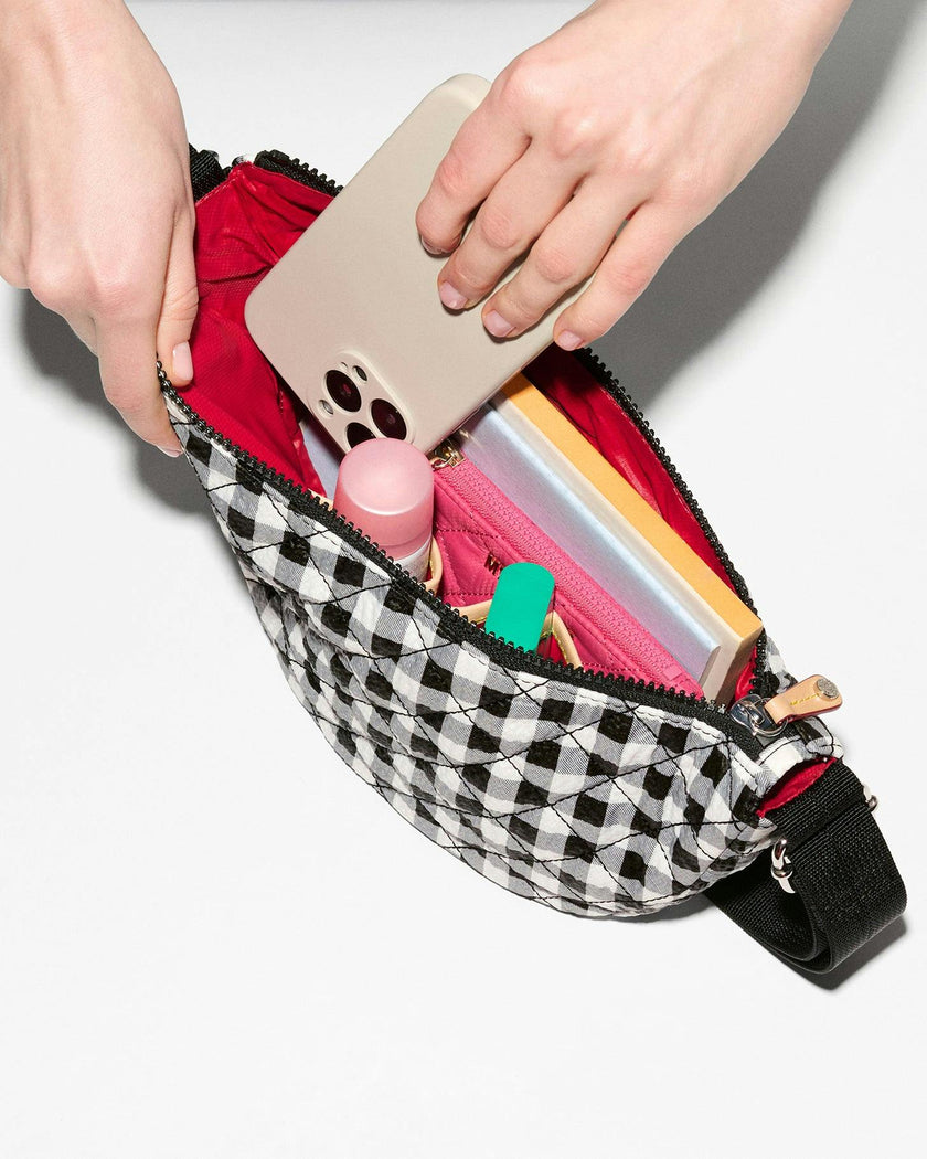 Black/White Gingham Small Metro Smile Bag