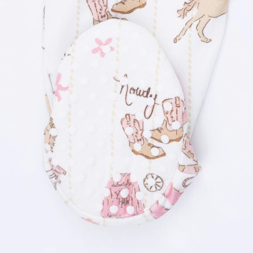 Cowgirl Nursery - 2 Way Ruffle Front Zipper Footie