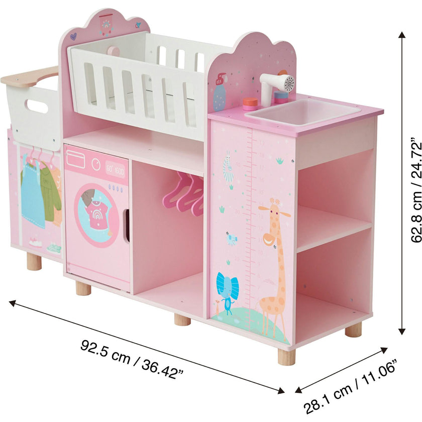 Olivia's Little World Amanda 6-in-1 Doll Nursery Station - Baby Pink
