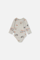 Organic Cotton Onesie Beige Printed Airplanes