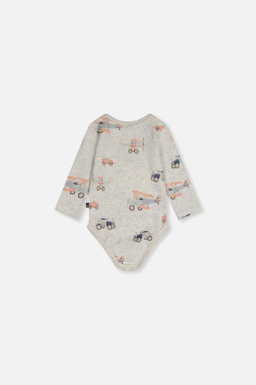 Organic Cotton Onesie Beige Printed Airplanes