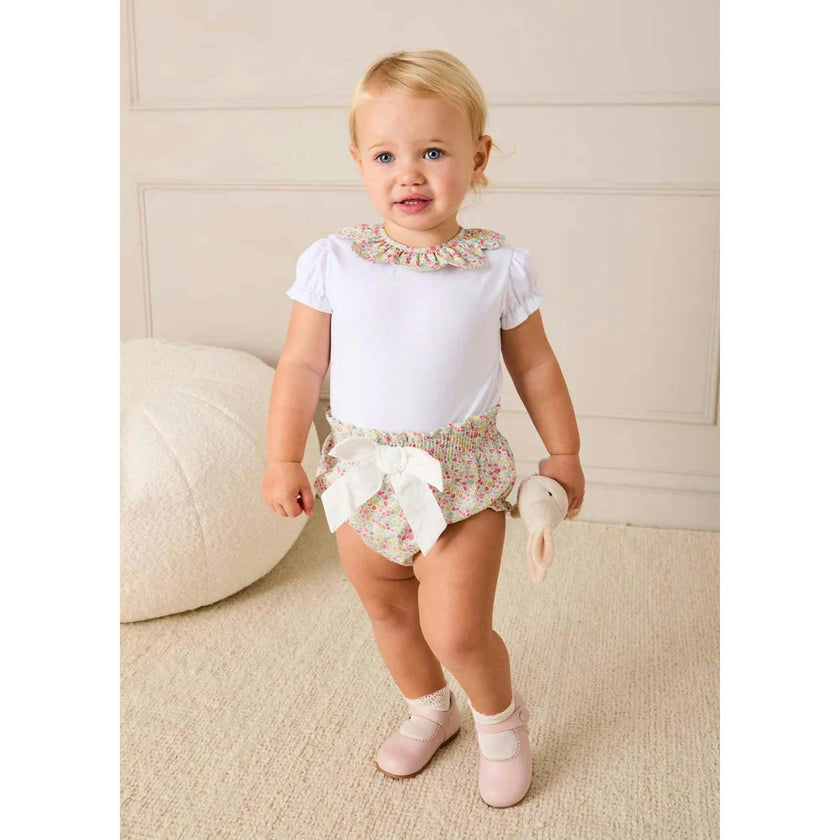 Adelaide Floral Bow Detail Bloomers in Pink (1mth-2yrs)