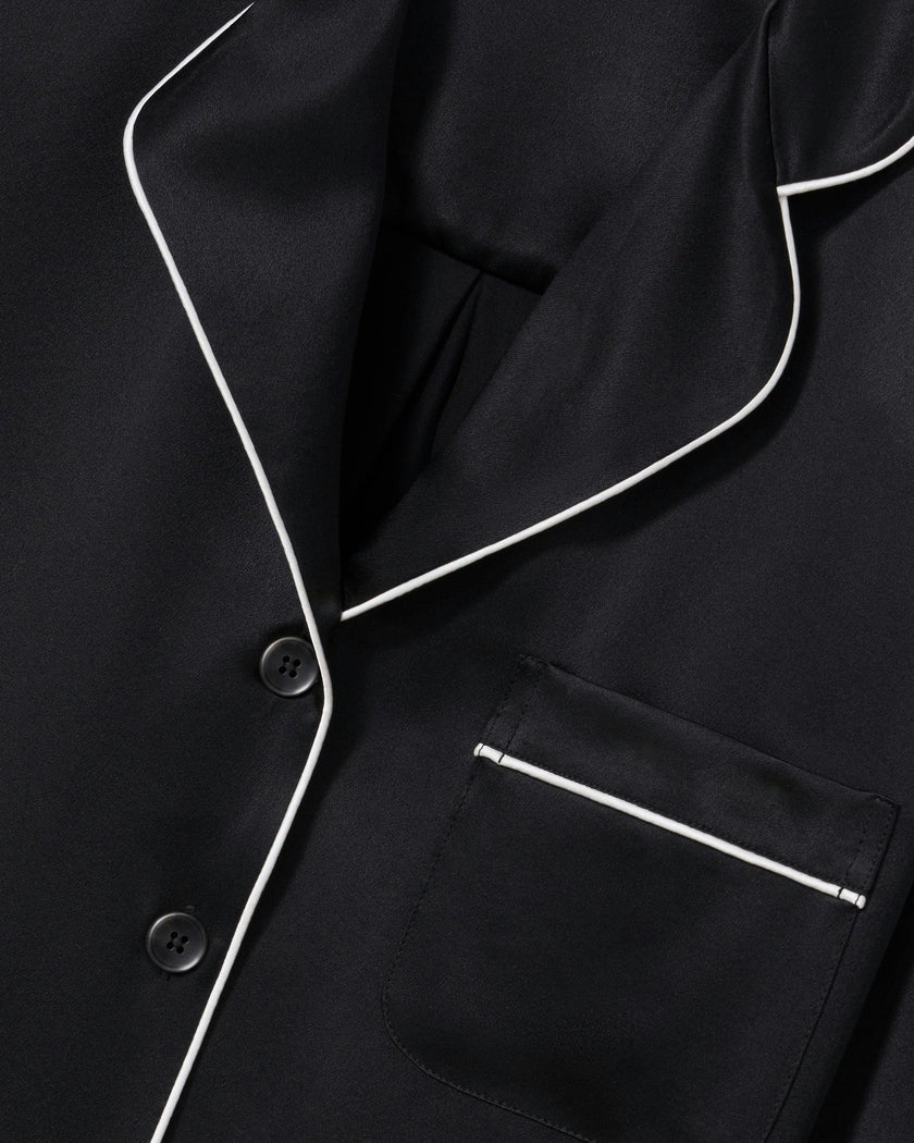 The Celine Silk Pajama Set in Black