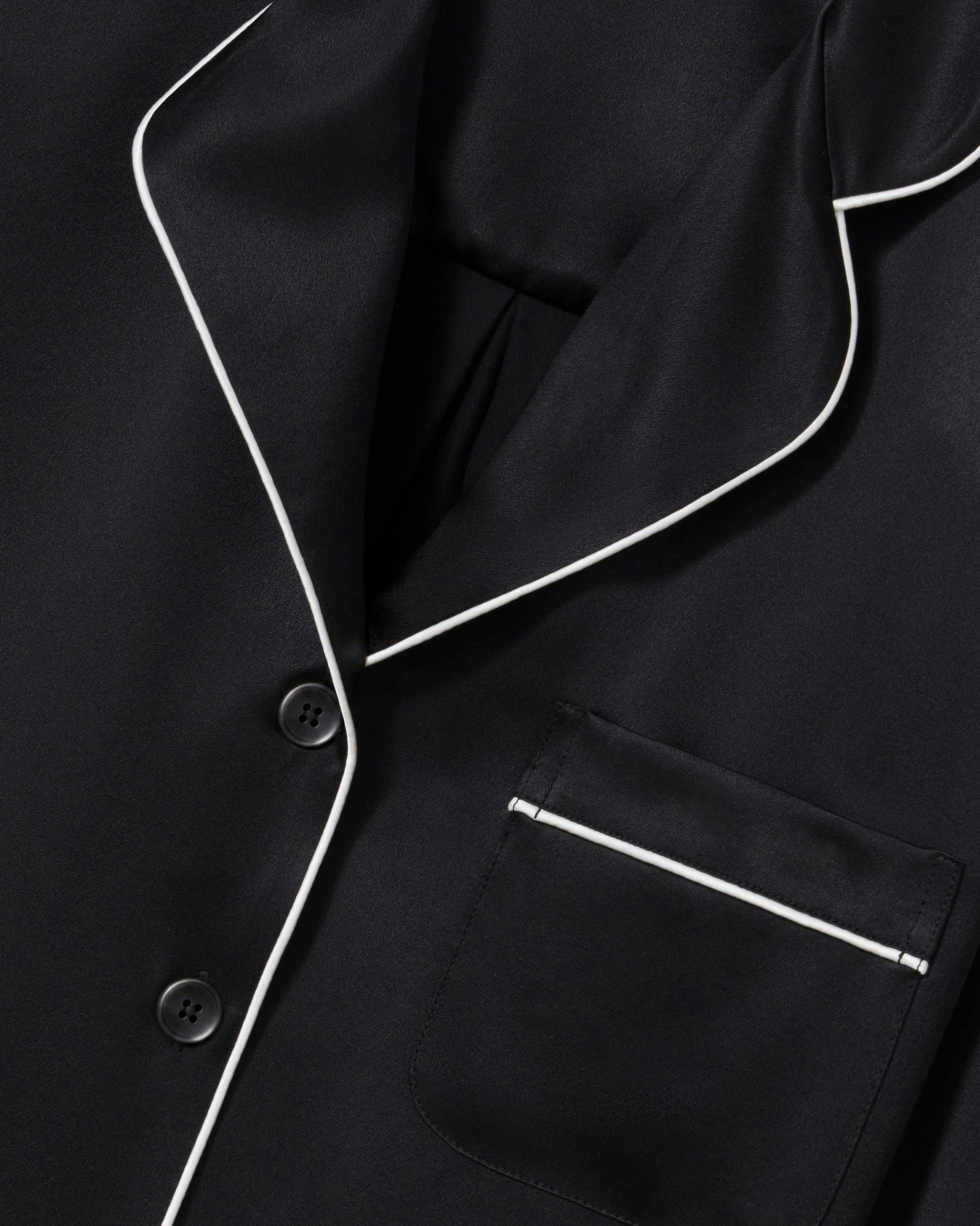 The Celine Silk Pajama Set in Black