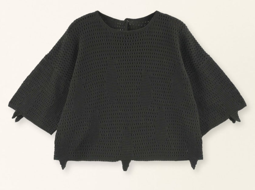 Lokaro Pointelle Top in Black