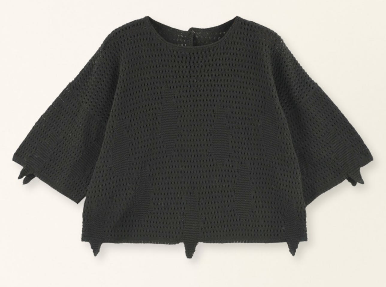 Lokaro Pointelle Top in Black