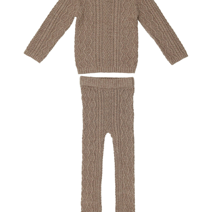 Marled Multi Knit Crew Neck Sweater & Pant 2-Piece Set