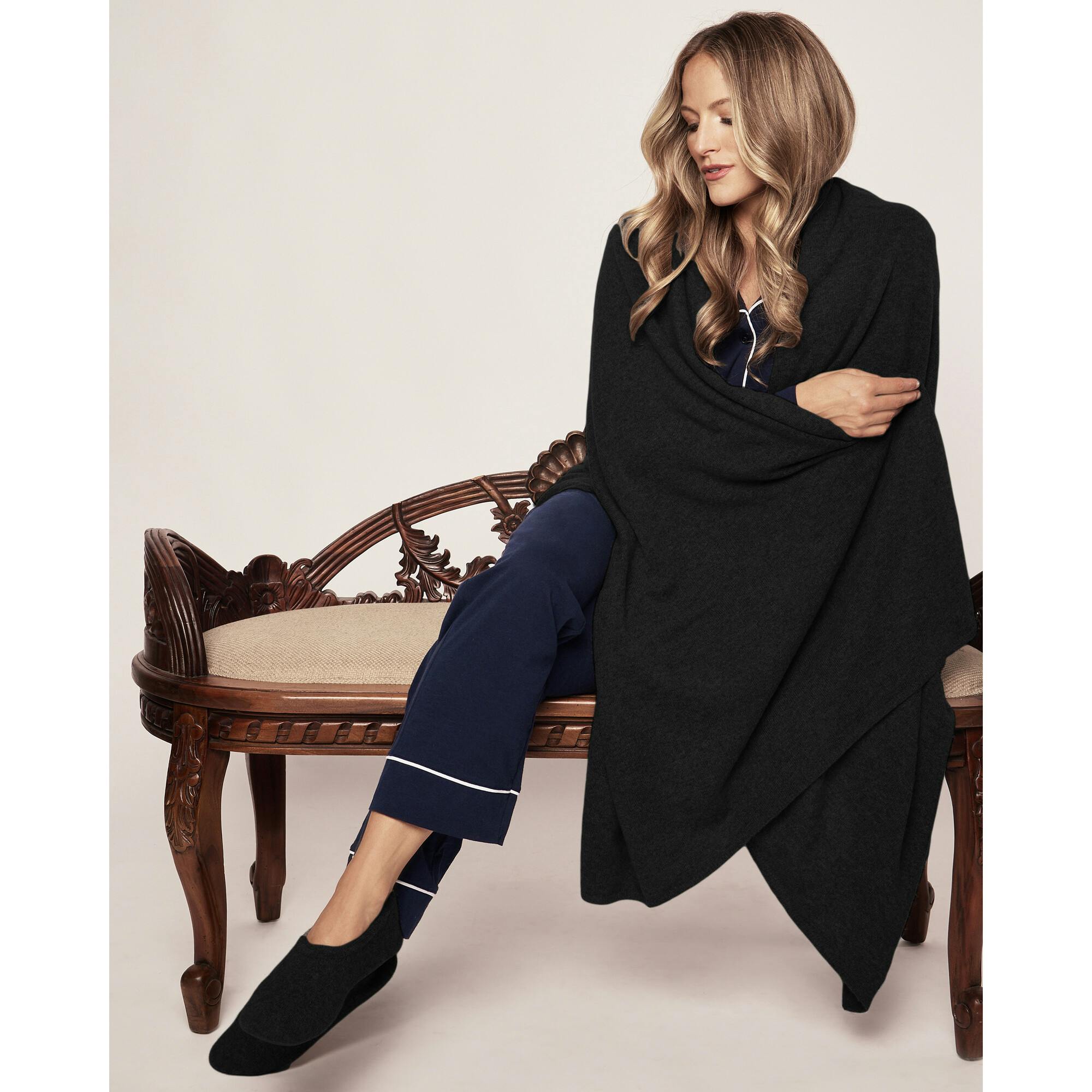 Women's Cashmere Slippers in Dark Grey