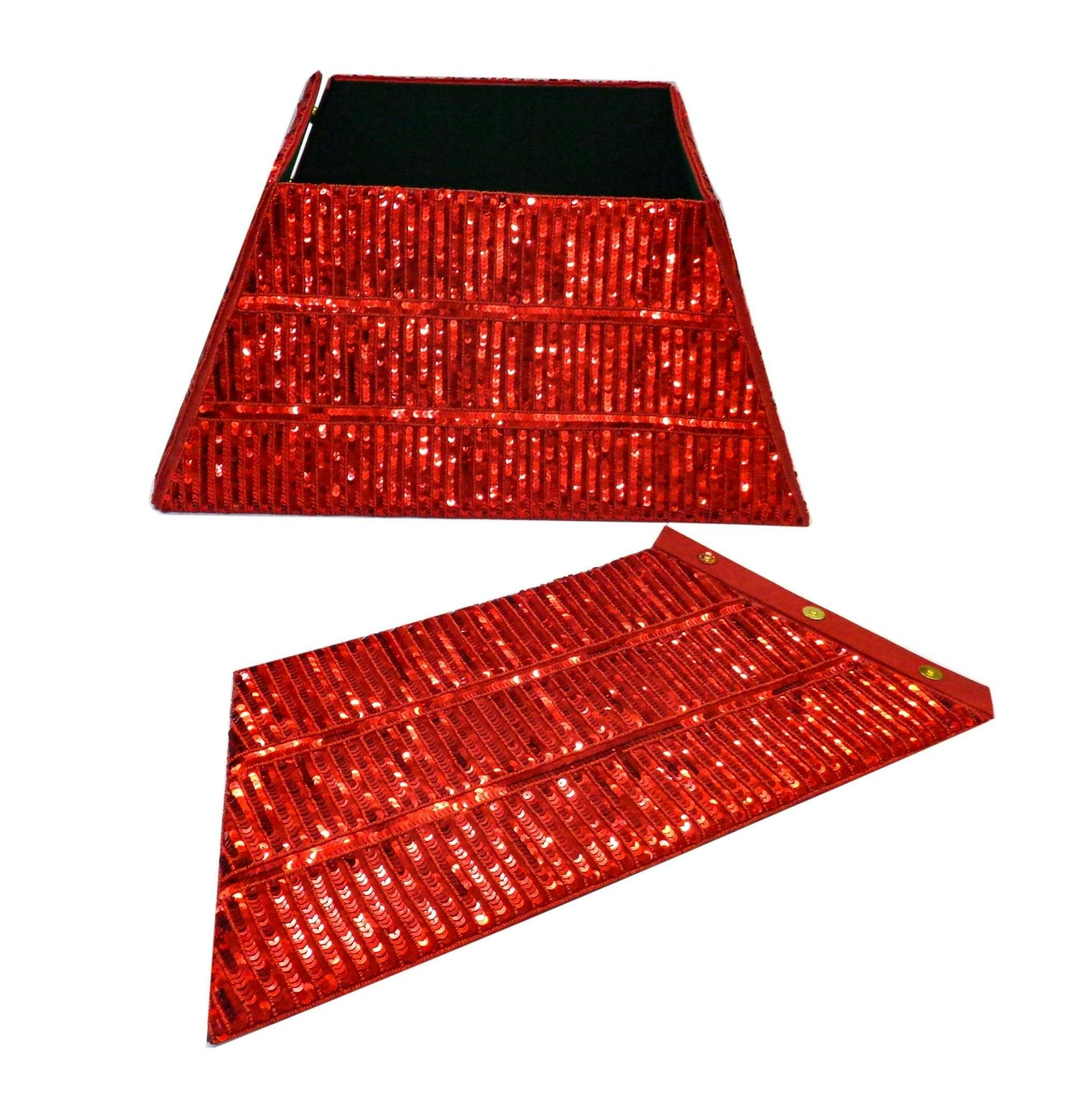 Hand Beaded Adjustable Christmas Tree Collar - Red Sequins Arcadia Home