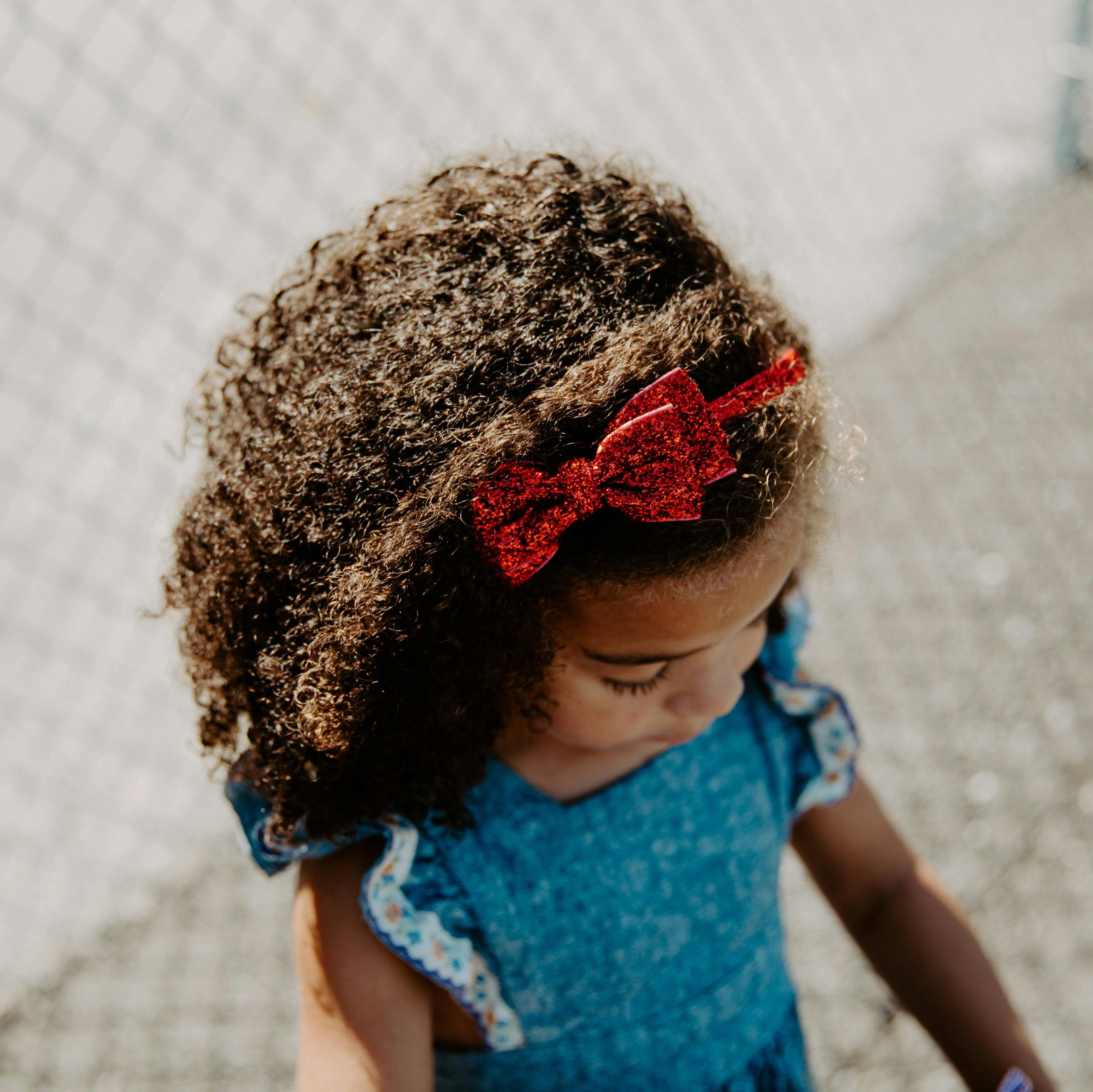 Glitter Bow Headband, Red