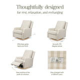 Crewe Electronic Recliner and Swivel Glider in Tan Gingham with Light Wood Base