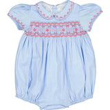 Princess Charlotte Sky Blue Smocked Baby Romper