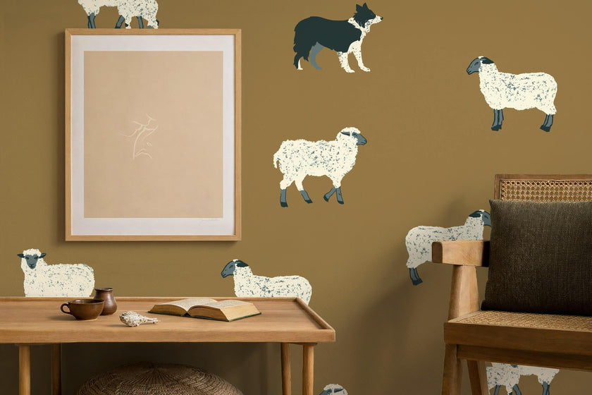 Wallpaper Moutons color Ocre